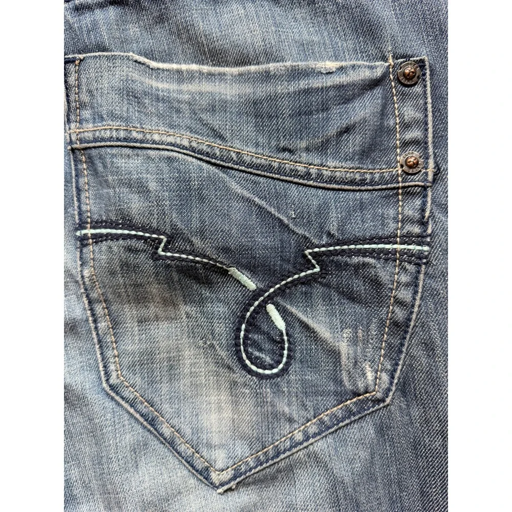 Ecko Unltd Relaxed Straight Leg Jeans Blue Whiskered Denim Sz 38 Y2K Streetwear